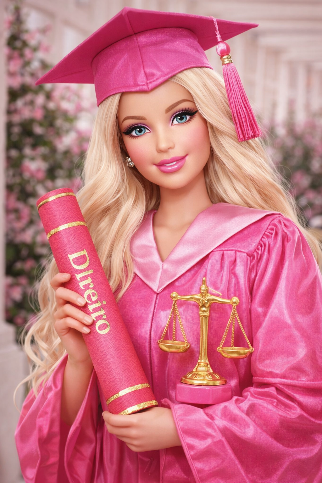 Ilustração rosa de formatura